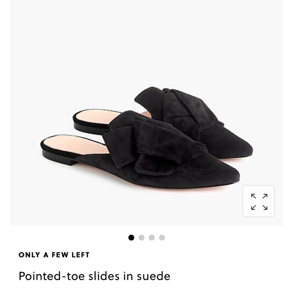 J.Crew Black Pointed Toe Slides In Suede 5.5